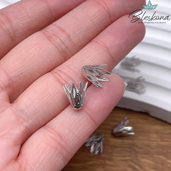 9,5*9 мм Цвет серебро, Концевик ромбики