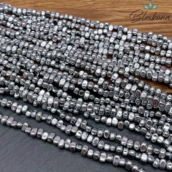 4,5-6 мм Гематин сколы шлифованные, темное серебро, имитация
