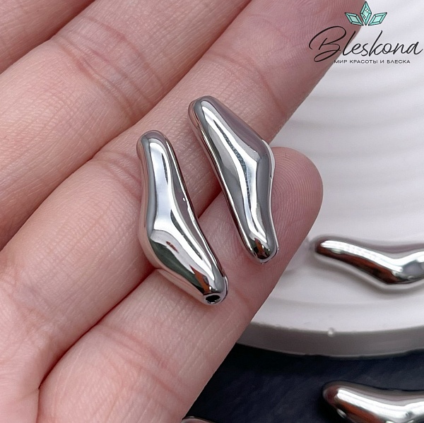 23*8 мм Цвет серебро, Бусина фриформ