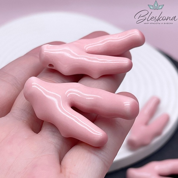 44*21 мм Керамика Бусина ветки коралла розовые