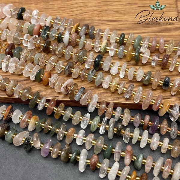 Микс Рутиловых кварцев сколы шлифованные (2-4)*(8-11) мм