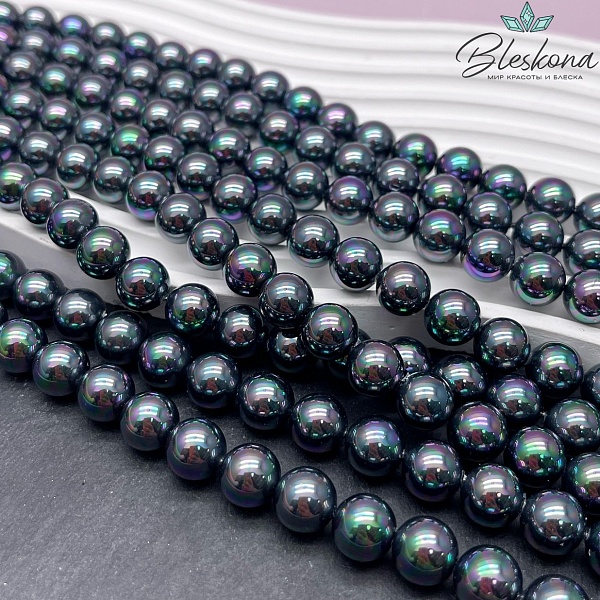 Жемчуг Майорка цвет черный хамелеон 10 мм