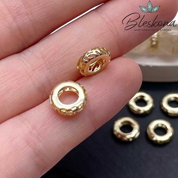 9*3 мм Цвет золото, Бусина-разделитель резная 