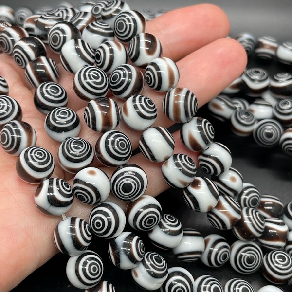 Муранское стекло черное спираль 10мм