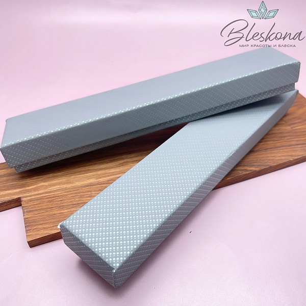 Коробка Серая зеленые точки черная подложка 21*4*2 см