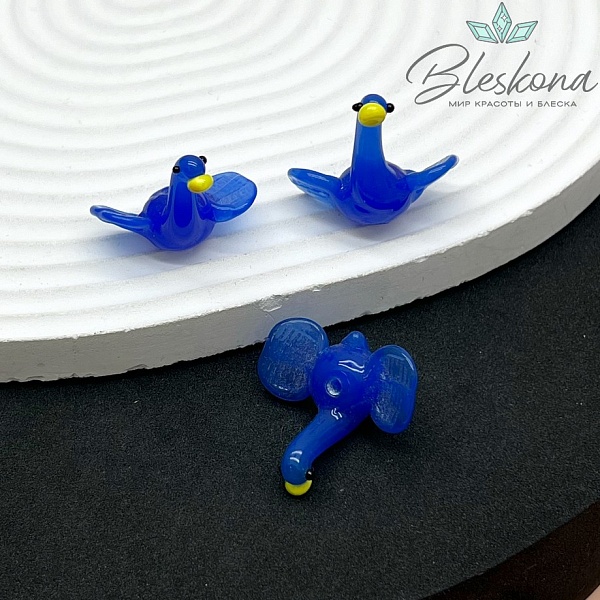 23*24 мм Бусина Лебедь синий