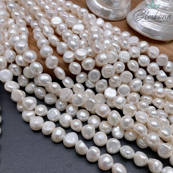 Жемчуг полусфера белый №1 9-9,5 мм