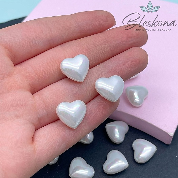 13*15 мм, Жемчуг Майорка сердечки пухлые (штучно)