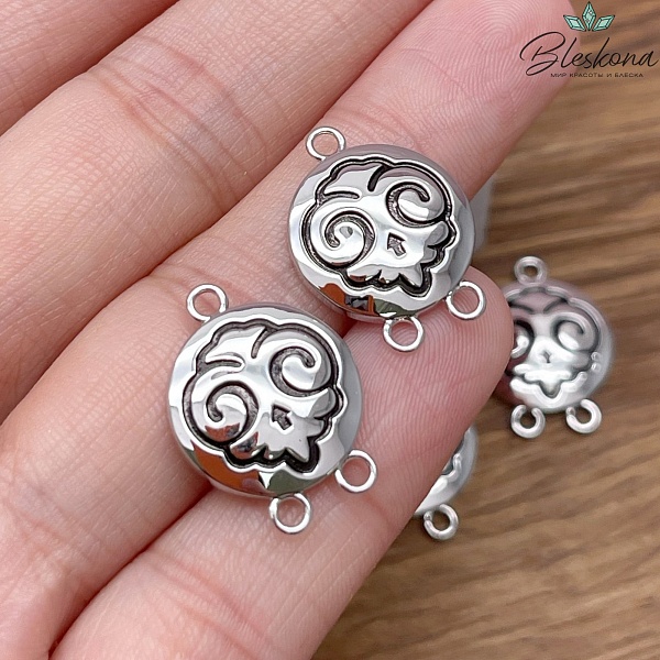 20,5*15 мм Цвет серебро, Коннектор Этно круг №20