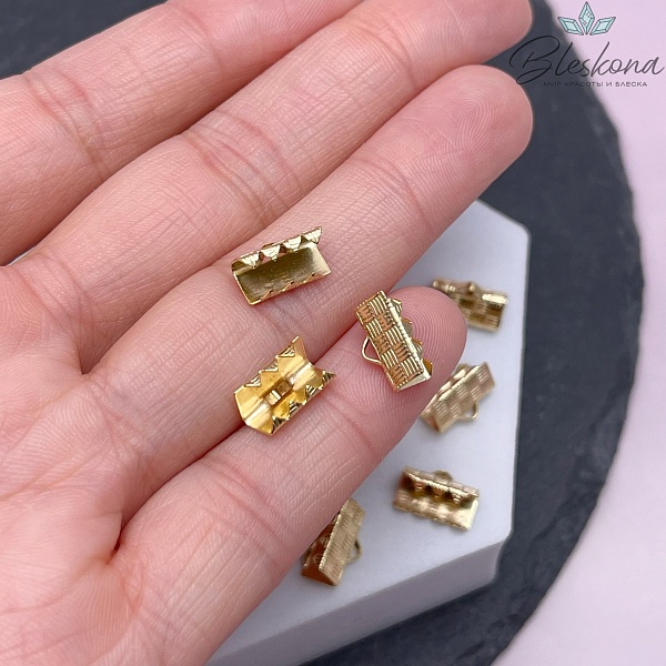 10*7 мм Цвет золото, Зажим-Концевик для шнура 