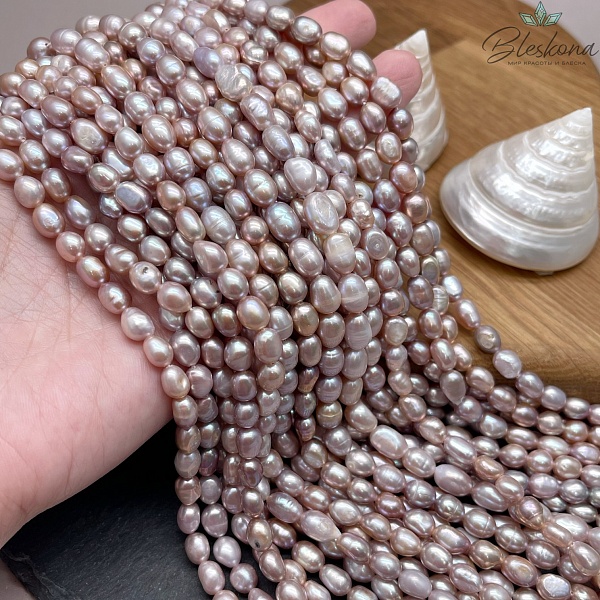 Жемчуг барочный рис фиолетовый 6-6,5 мм