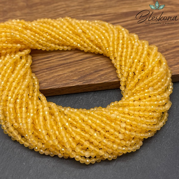 Кошачий глаз желтый микроогранка (имитация) 3 мм