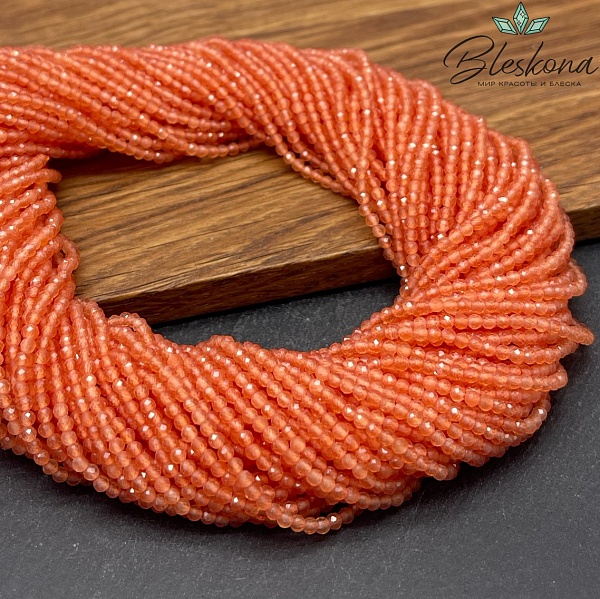 Кошачий глаз оранжевый микроогранка (имитация) 2 мм