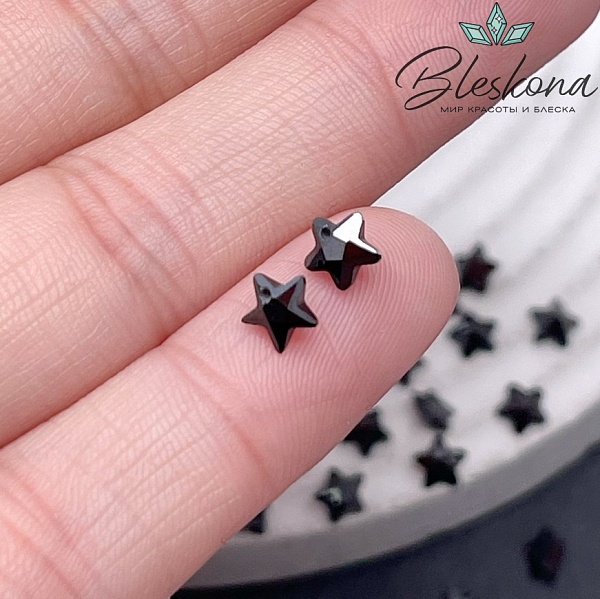 5 мм, Подвеска Циркон звезда черная (кубический цирконий, фианит) 