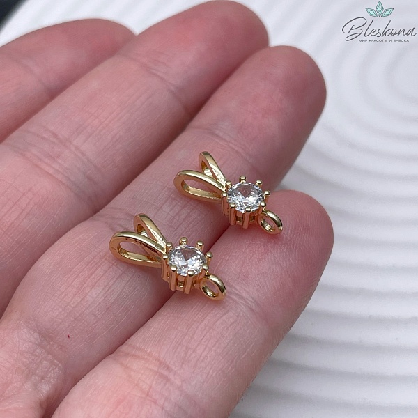 15,4*6 мм Цвет золото, Бейл циркон неразъемное кольцо