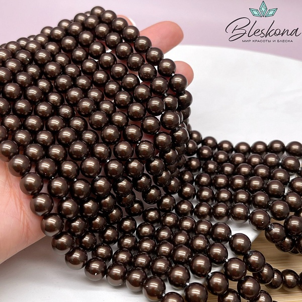 Жемчуг Майорка, цвет коричневый (шоколадный) 8 мм