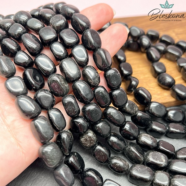 Обсидиан черный галтовка (11-13)*(9-10) мм