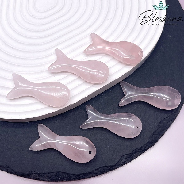 39*15 мм Подвеска рыбка Розовый Кварц