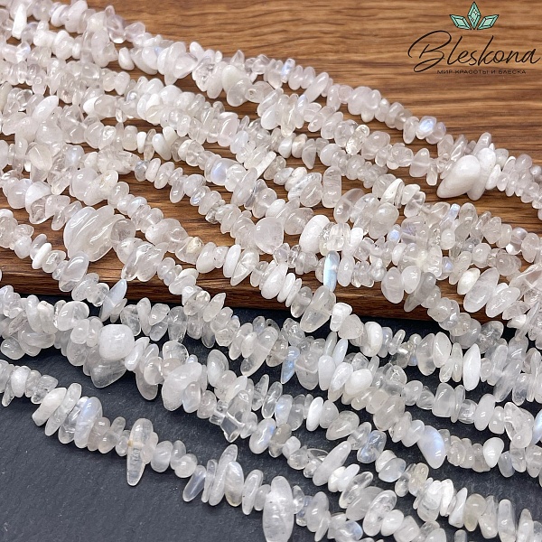 Крошка Лунный камень №1 ширина бусин ~ 5-9 мм