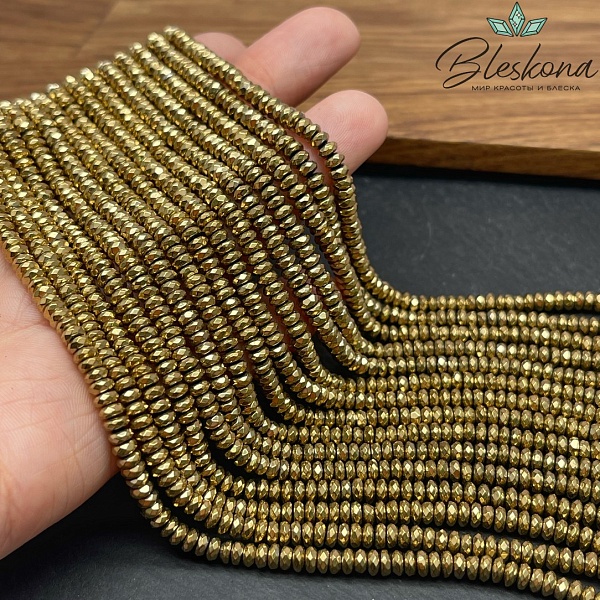 4*2мм Гематин имитация, темное золото, рондель огранка 