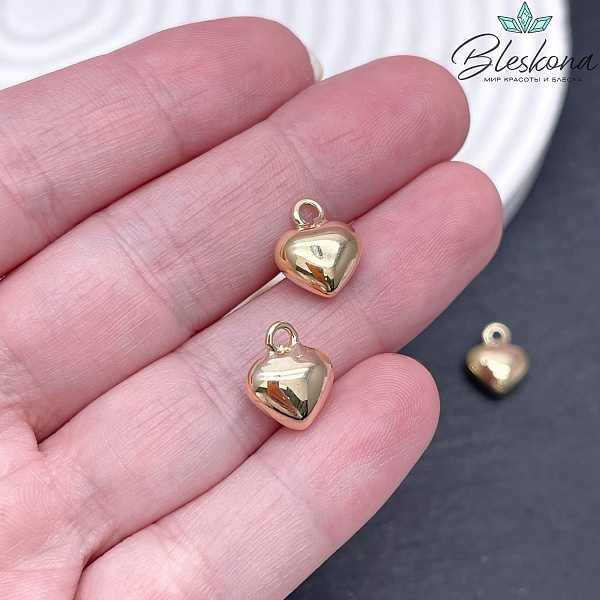 12*10 мм Цвет золото, Подвеска Сердце объемное гладкое мини