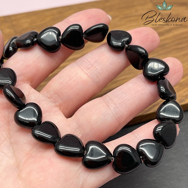 Сердца Агат черный 12*12*5,5 мм