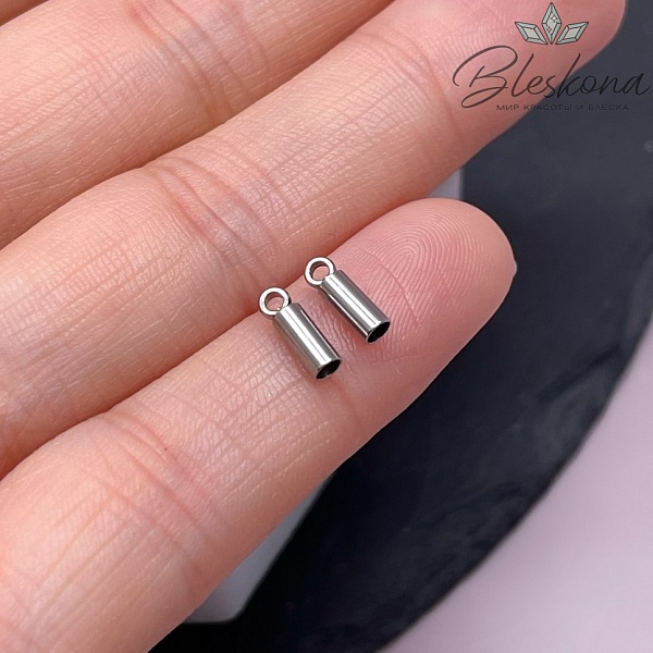 8*2,5 мм, Цвет серебро, Зажим-Концевик для шнура сет 2 шт  