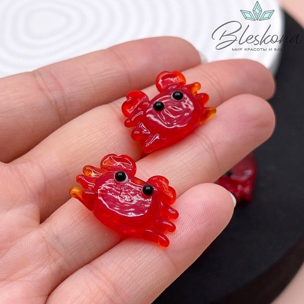 15*21 мм Бусина крабик красный
