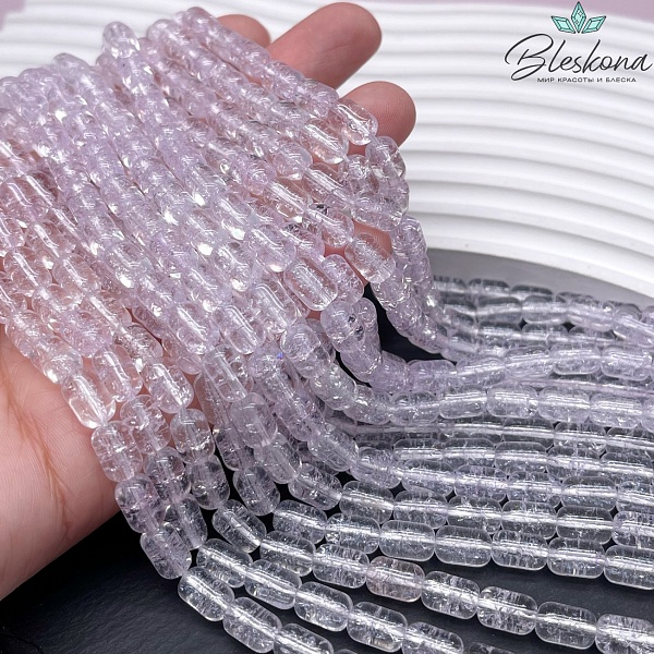 Кварц снежный светло-фиолетовый бочата 9*6 мм