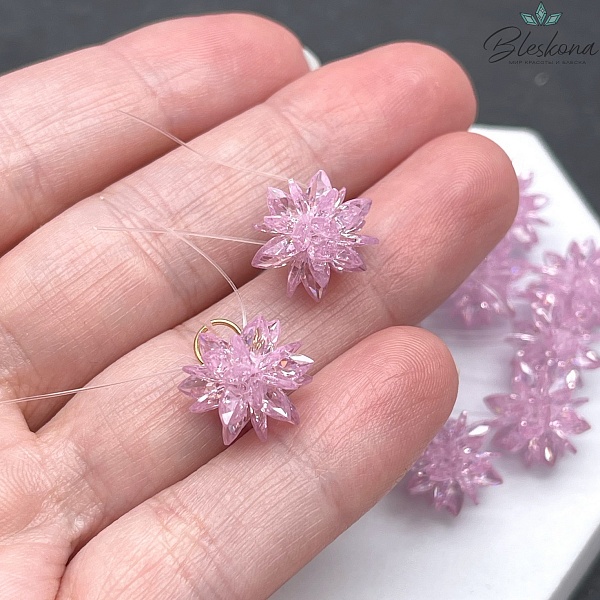 10*13 мм, Подвеска Циркон розовый ежик (кубический цирконий, фианит) 