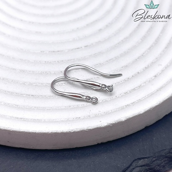 18*2 мм Цвет серебро, Швензы крючок с цирконом