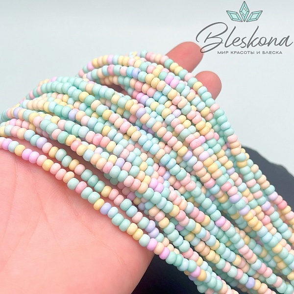 4*3 мм Бусины стекло рондель микс №19