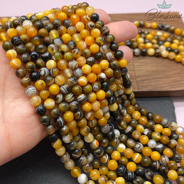 Агат оранжево-коричневый 6 мм 