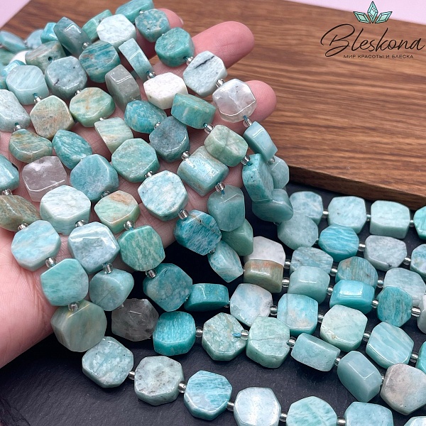 Амазонит плоский квадрат фриформ 11,5-12 мм