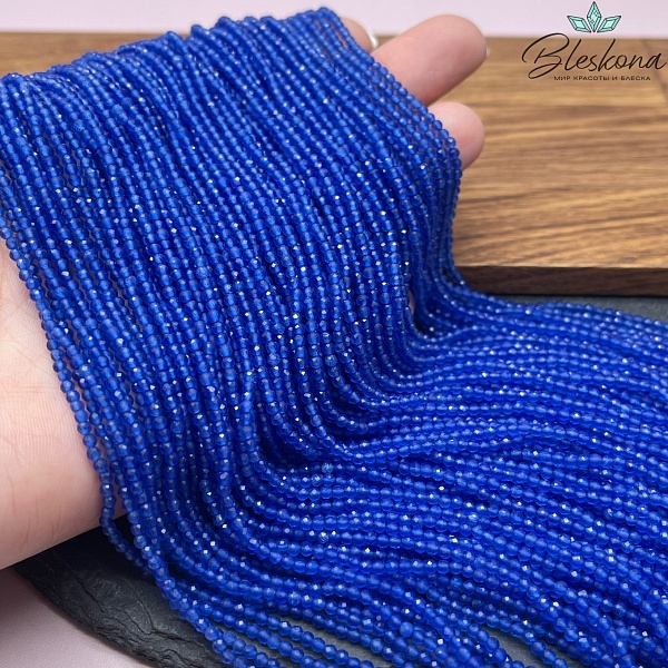 Кошачий глаз ярко-синий микроогранка (имитация) 2 мм