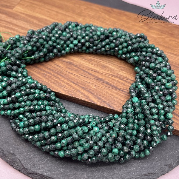 Малахит алмазная огранка №1 4 мм