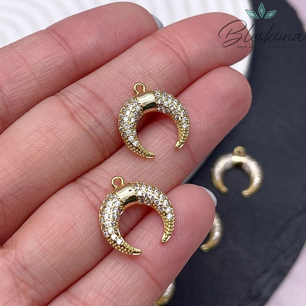 16*15 мм Цвет золото, Подвеска Лунница с цирконами