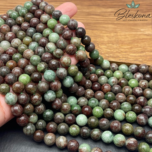 Кварцит коричнево-зеленый (облагороженный) 8 мм