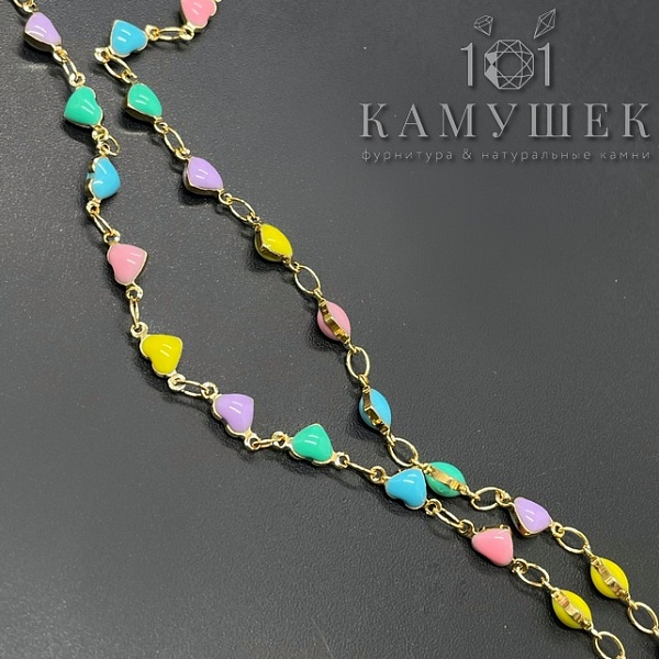 Цепь №166-1 цвет золото, сердце 9*4 мм