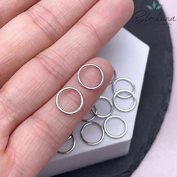 Колечки неразъемные, цвет серебро, уп.1 гр., 10*1 мм 