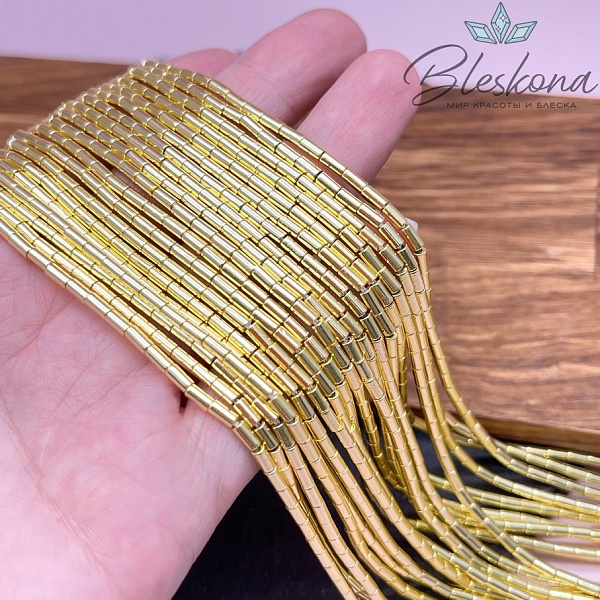 5*3 мм Гематин трубочки, цвет светлое золото, имитация