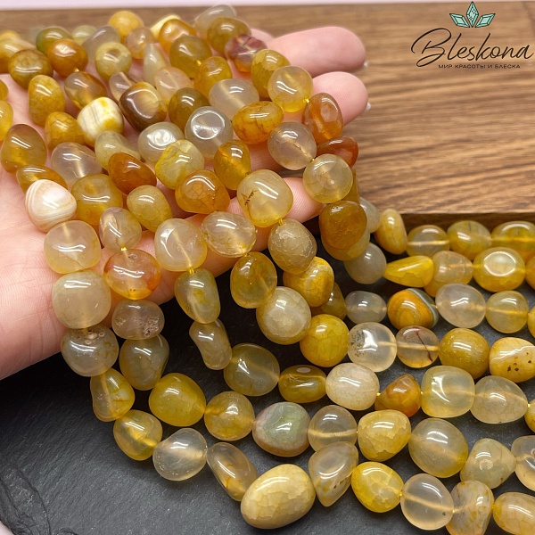 Агат желтый галтовка (10-12)*(9-10) мм