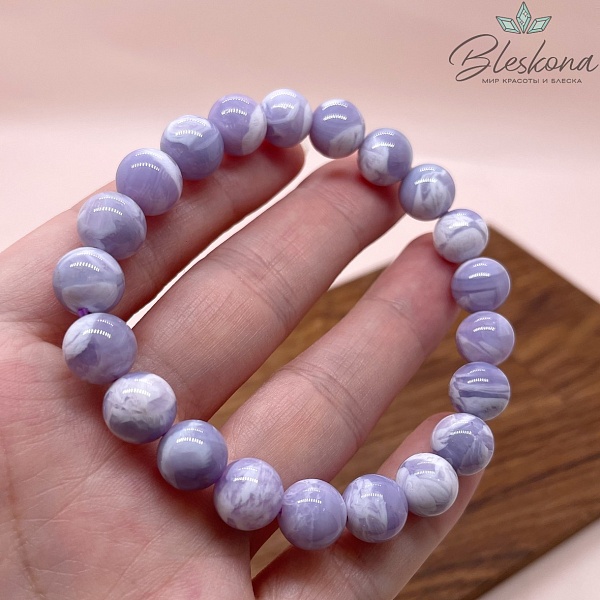 Лунный Лавандовый кварц (Лавандовая Луна)й №1  9 мм сет 19 см