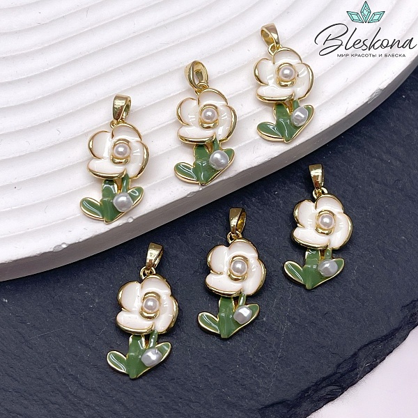 20*11 мм Цвет золото, Подвеска цветок эмаль