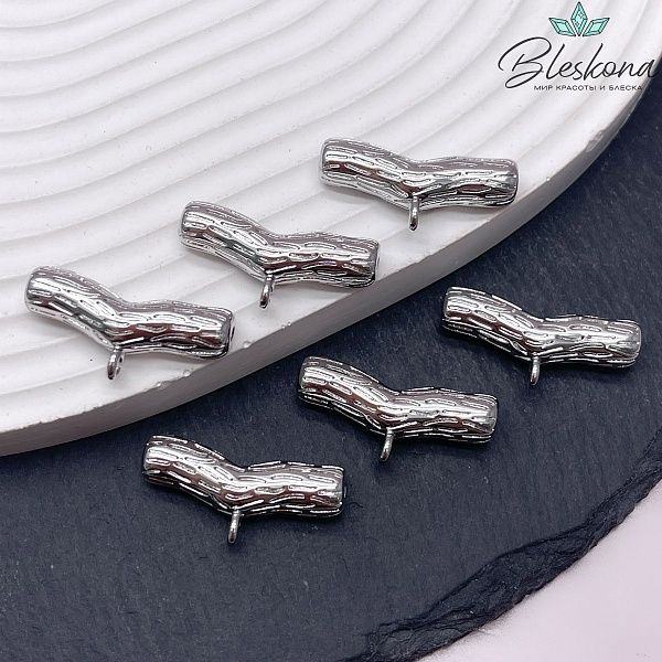 25*6 мм Цвет серебро, Бейл трубочка фактурная разъемное кольцо