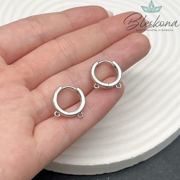 15 мм Цвет серебро Швензы с двумя петельками Люкс