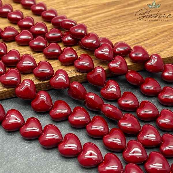 12 мм, Жемчуг Майорка сердечки пухлые бордо 