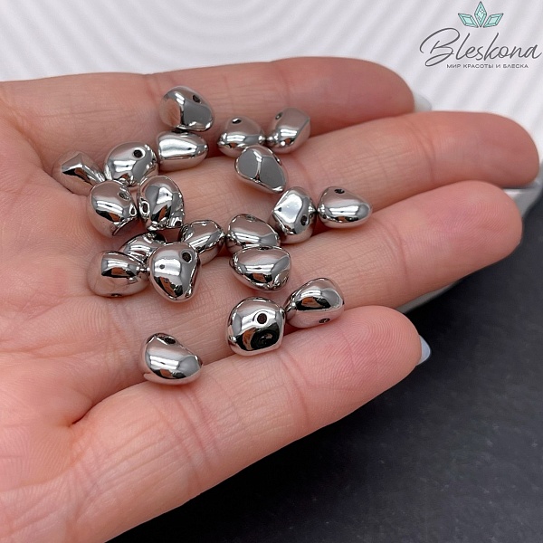 8,5*6 мм Цвет серебро, Бусина фриформ 