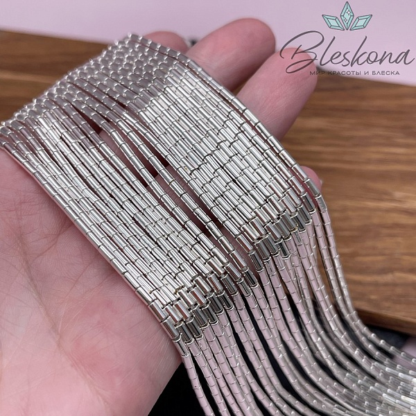 4*2 мм Гематин трубочки, цвет светлое серебро, имитация УЦЕНКА