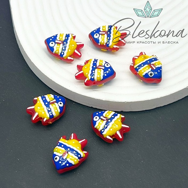 22*17 мм  Бусина рыбка красная